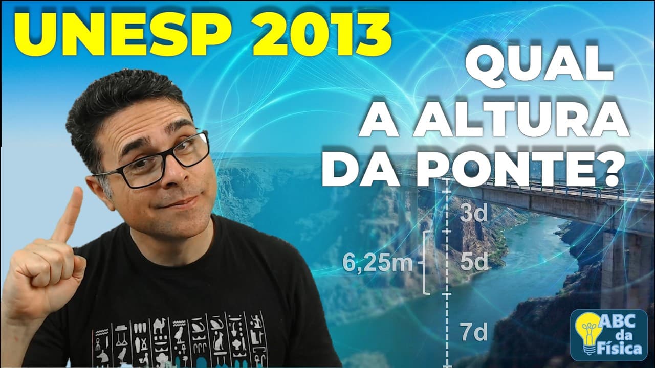 Thumbnail: 🍎 O MACETE DE GALILEU: Unesp 2013 - "Um garoto sobre uma ponte..." (PROPORÇÃO DE GALILEU)