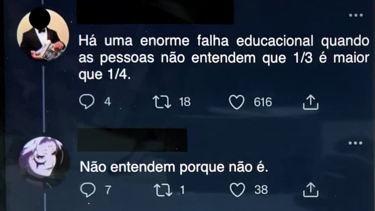 Thumbnail: 🤯 MATEMÁTICA BÁSICA DESBUGADA - 1/3 é maior que 1/4? Como se mostra isso?