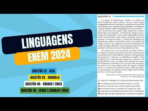 Thumbnail da aula: Resolução questão 12 (PROVA AZUL) | Linguagens ENEM 2024
