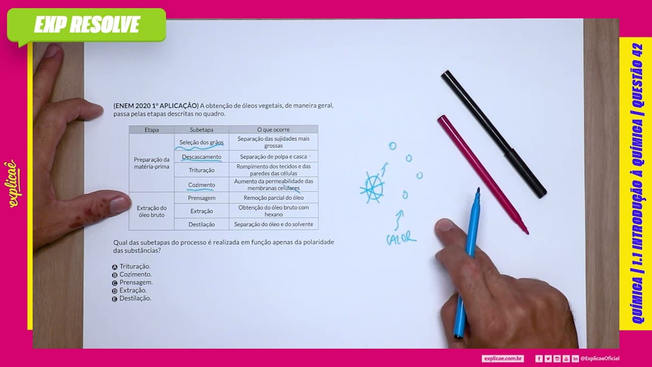 Thumbnail: A OBTENÇÃO DE ÓLEOS VEGETAIS, DE MANEIRA GERAL, PASSA PELAS ETAPAS (...) | INTRODUÇÃO À QUÍMICA