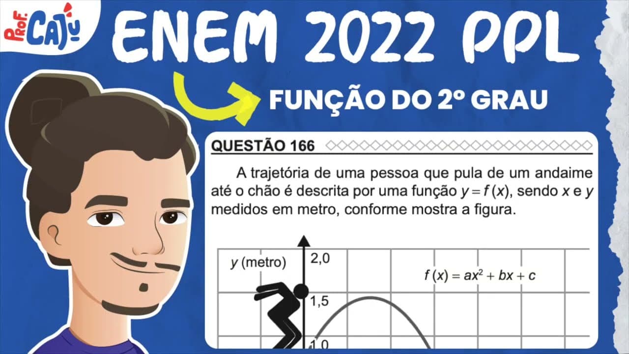 Thumbnail: [ENEM 2022 PPL] 166 📘 FUNÇÃO DO 2º GRAU A trajetória de uma pessoa que pula de um andaime até o chão