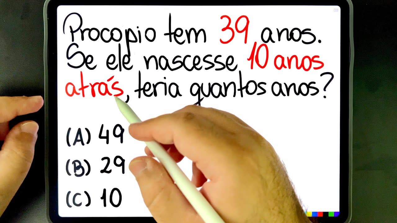 Thumbnail: 🔥 NÃO ACREDITO QUE VOCÊ VAI ERRAR ESSE PROBLEMA DE RACIOCÍNIO LÓGICO DA IDADE DO PROCOPIO… 😱