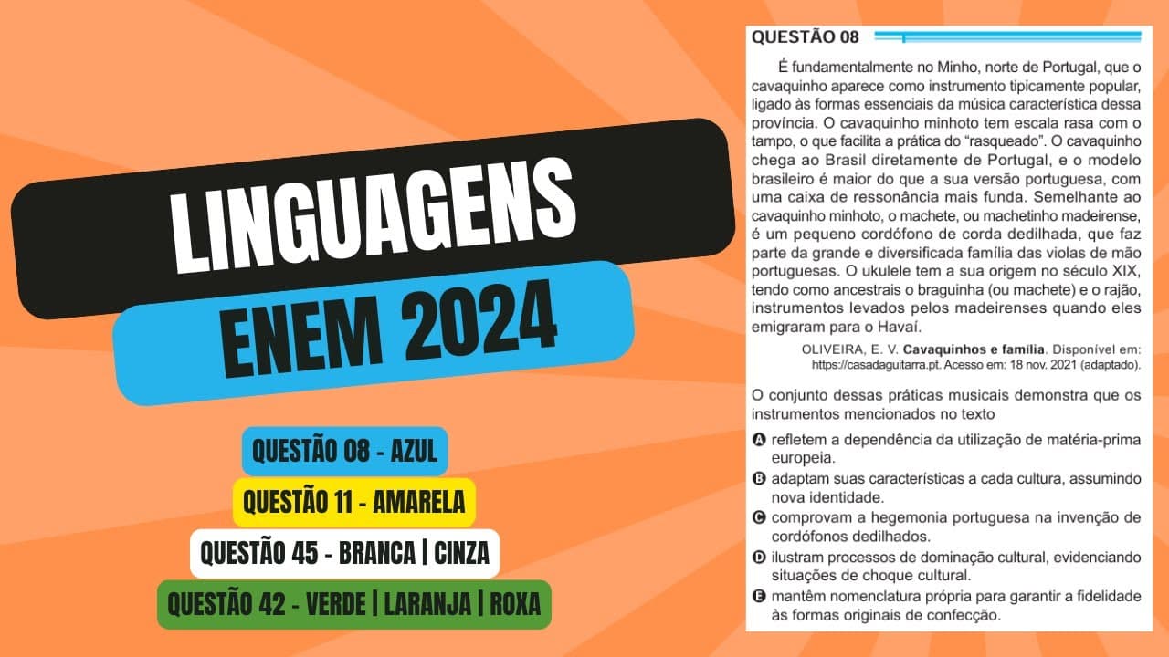 Thumbnail: Resolução questão 08 (PROVA AZUL) | Linguagens ENEM 2024