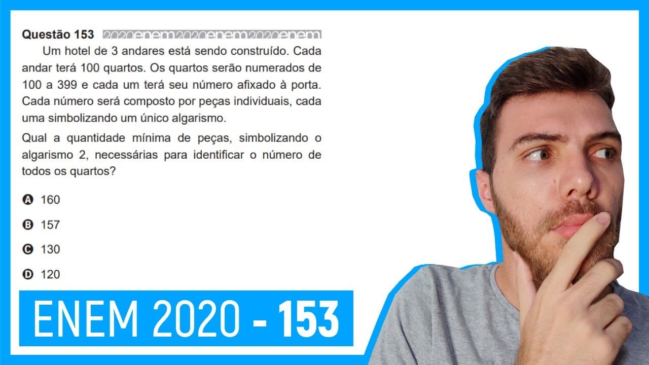 Thumbnail: 🛑Questão 153 Enem 2020 - Resolução Passo a Passo -  Um hotel de 3 andares está sendo construído