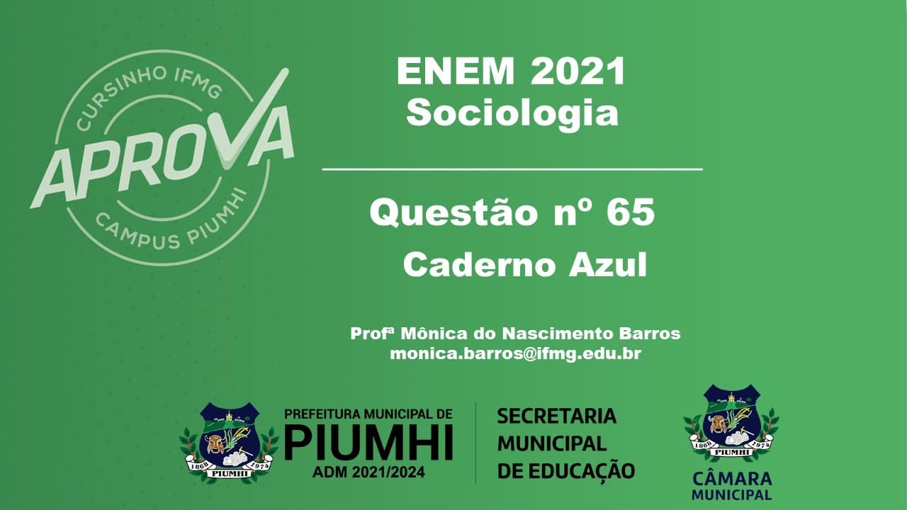Thumbnail: Questão 65 ENEM 2021 | Sociologia
