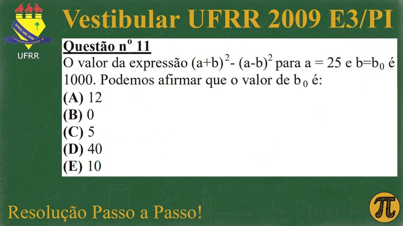 Thumbnail: Questão 11 - Vestibular UFRR 2009