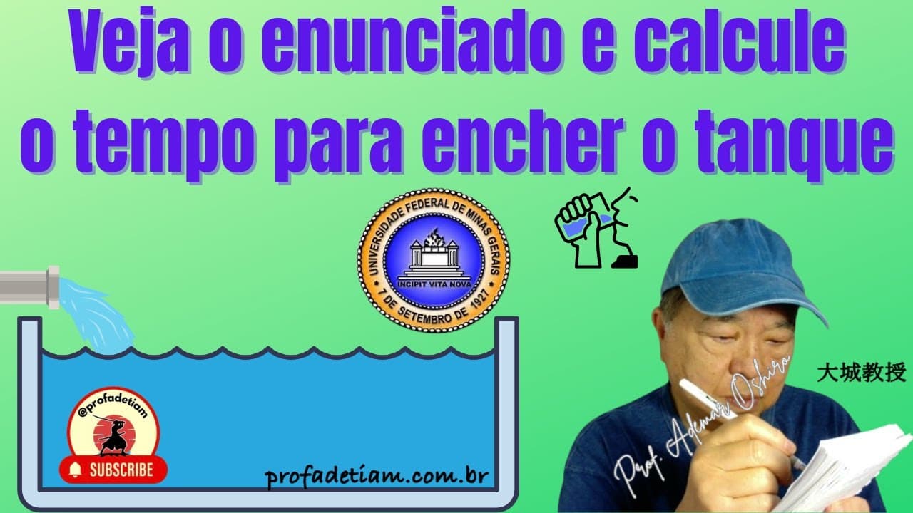 Thumbnail: UFMG Cálculo do tempo para encher um reservatório em minutos, com vazão 2 L/s. @ProfAdetiam
