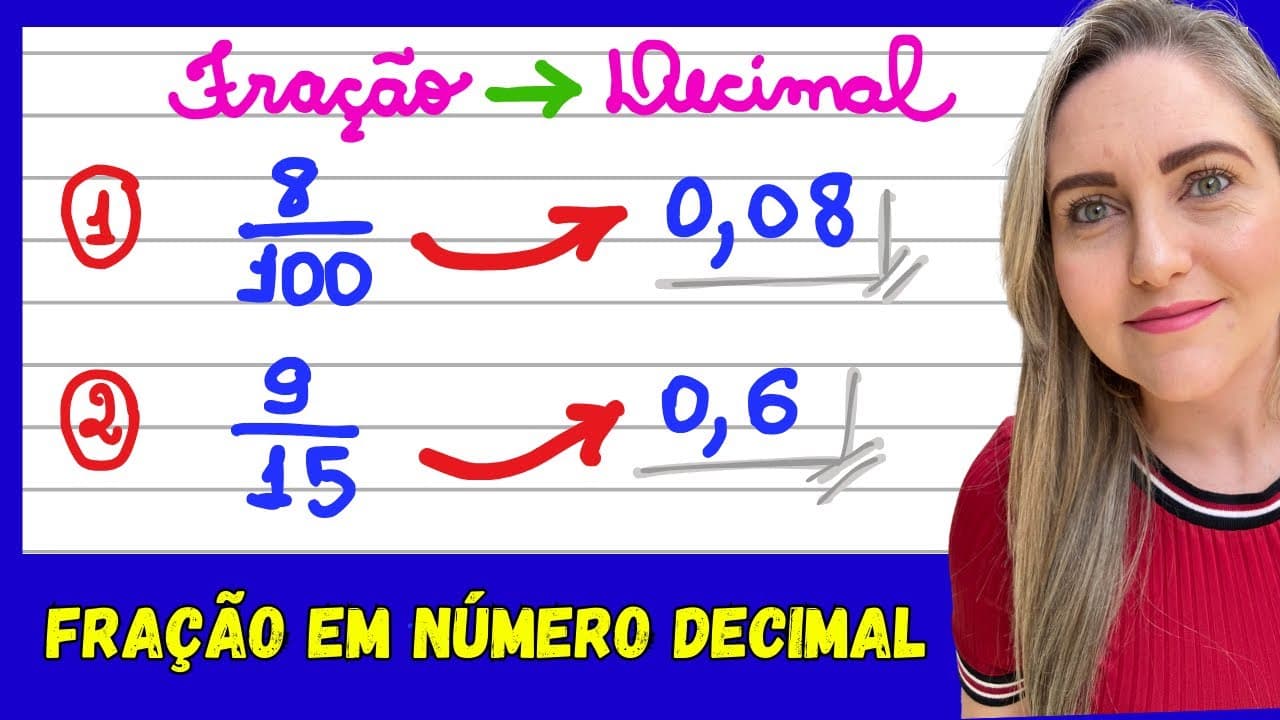 Thumbnail: TRANSFORMAR FRAÇÃO EM NÚMERO DECIMAL! EXPLICAÇÃO DA TRANSFORMAÇÃO E DIVISÃO!
