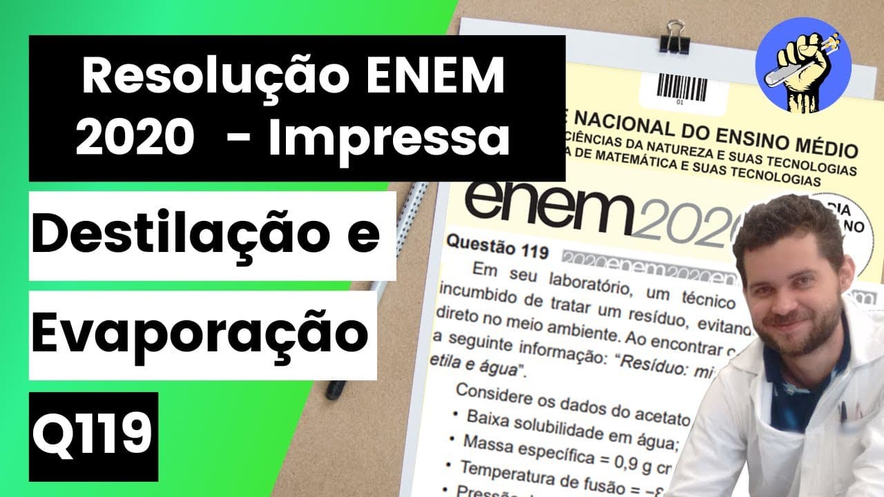 Thumbnail: ✏️ENEM 2020 | Em seu laboratório, um técnico em química foi incumbido de tratar um resíduo, evitando