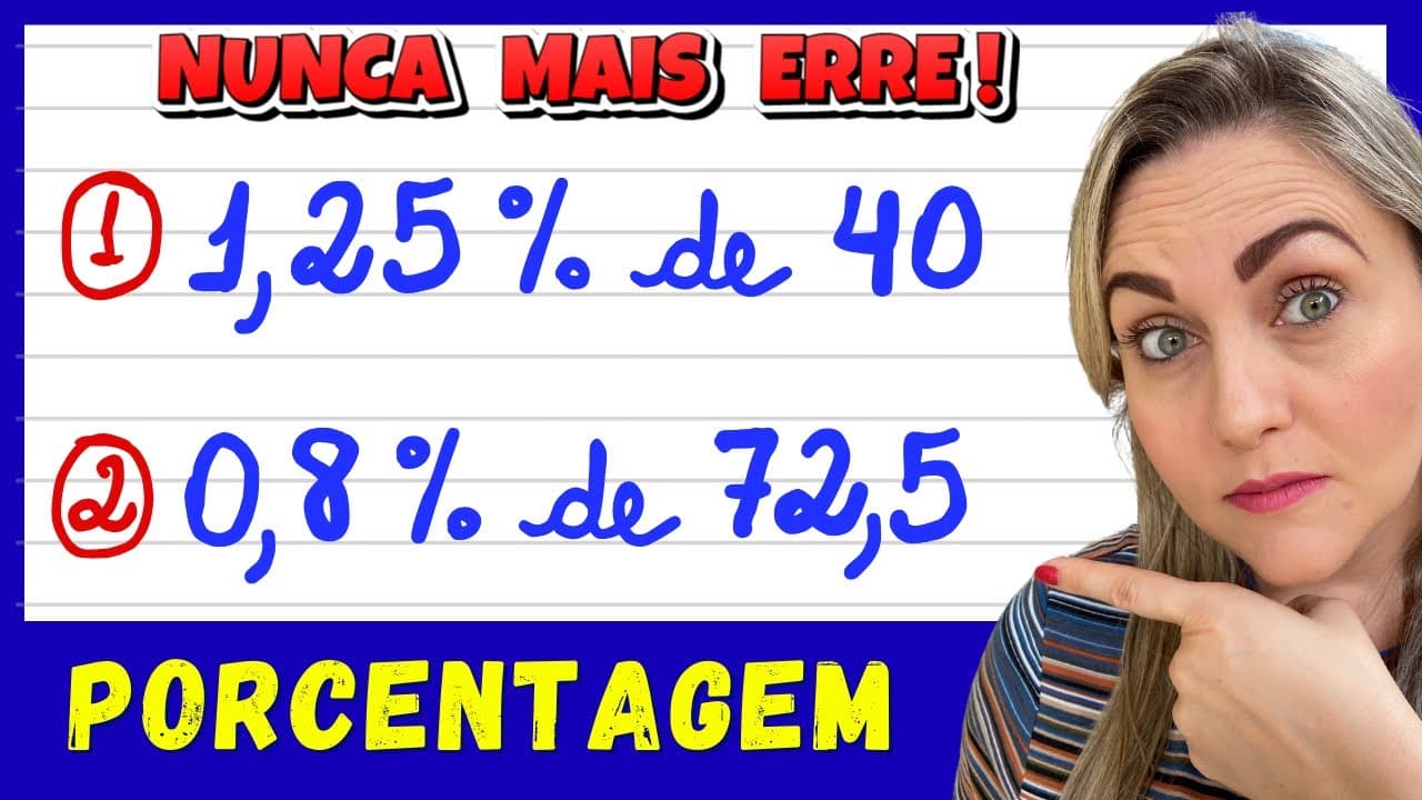 Thumbnail: PORCENTAGEM COM VÍRGULA RÁPIDA E FÁCIL!! EXPLICAÇÃO PARA APRENDER MATEMÁTICA AGORA!