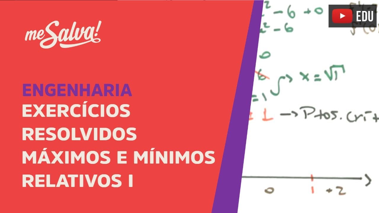 Thumbnail: Me Salva! Exercícios Resolvidos de Cálculo I - EXDER13 - Máximos e Mínimos Relativos I