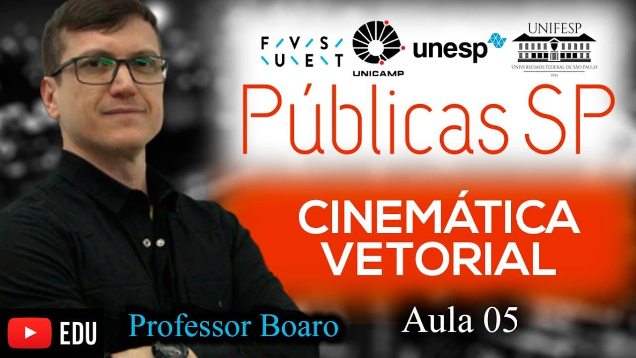Thumbnail: CINEMÁTICA VETORIAL -  FUVEST, UNICAMP, UNESP - EXERCÍCIOS RESOLVIDOS - AULA 5