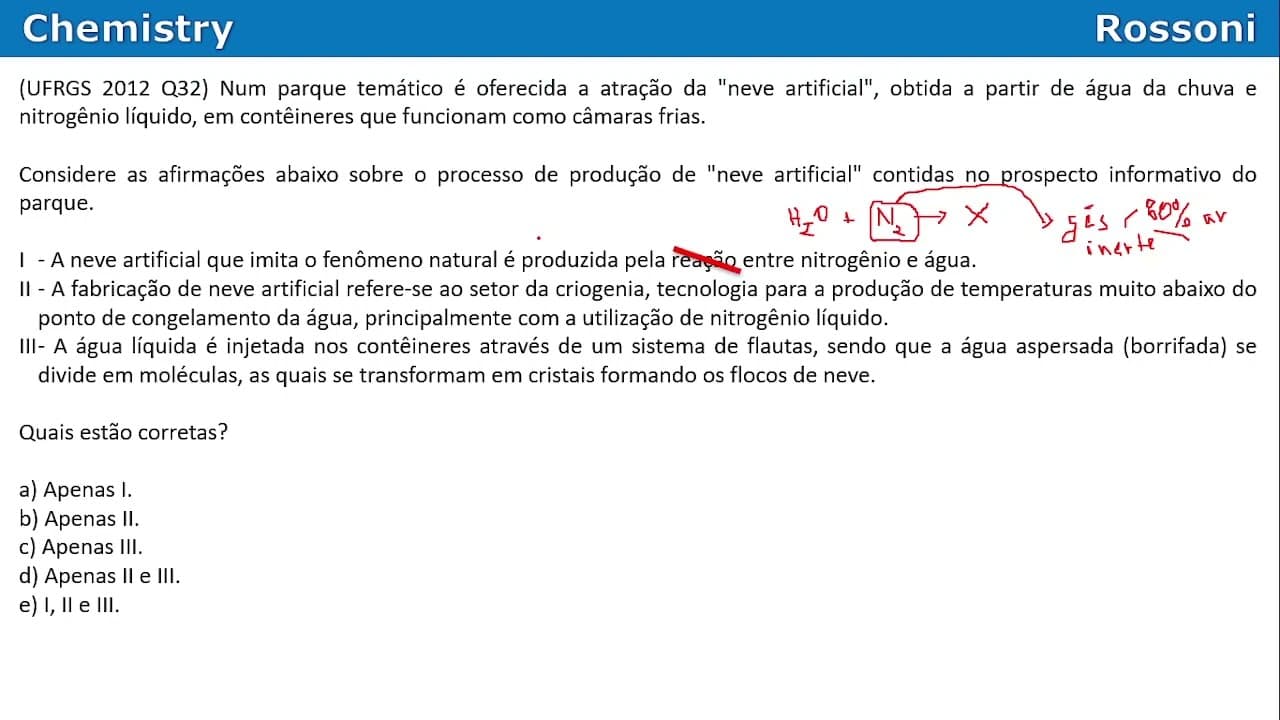 Thumbnail: UFRGS 2012 Química - Questão 32 - Neve artificial