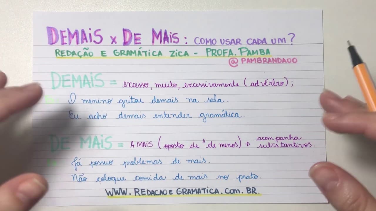 Thumbnail: DEMAIS e DE MAIS: COMO USAR CADA UM? - Profa. Pamba