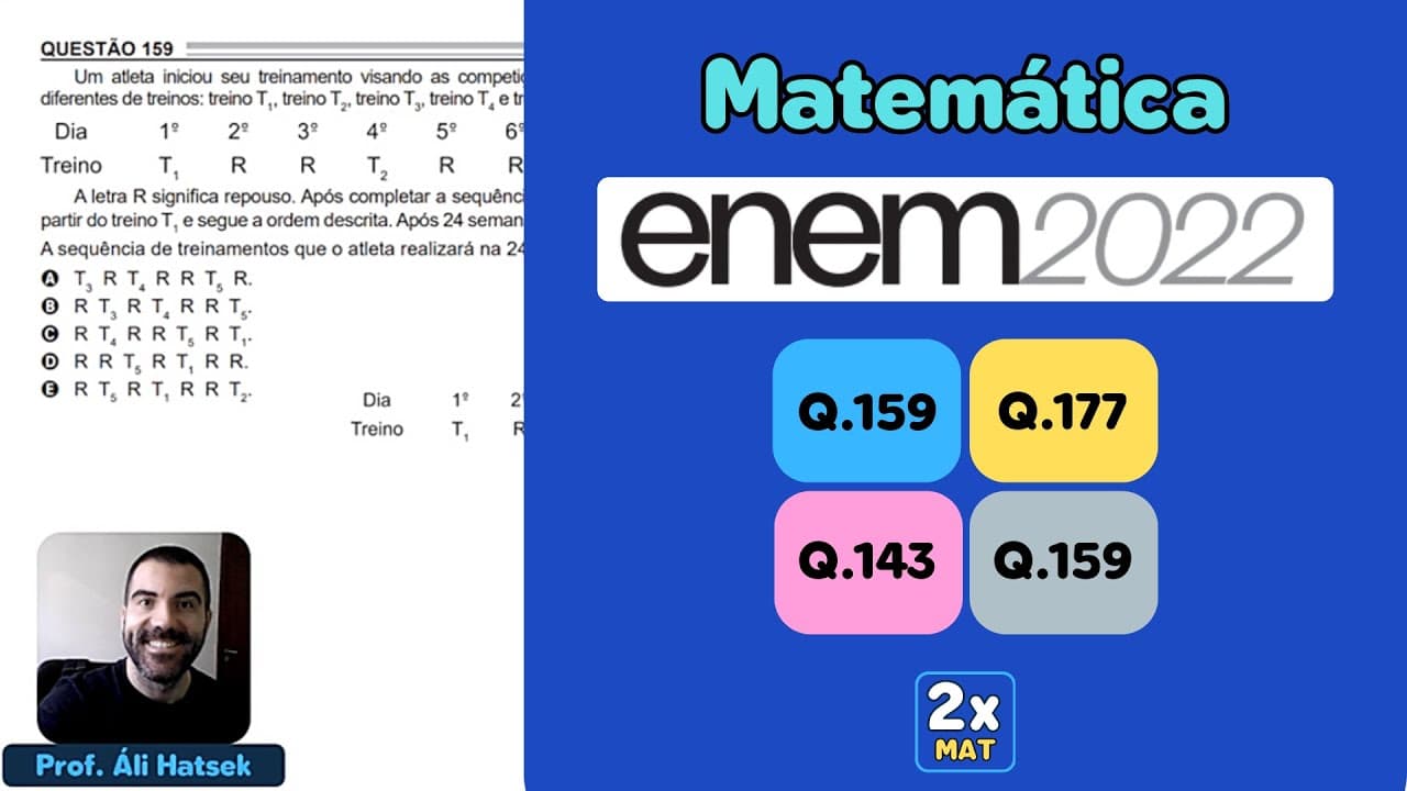 Thumbnail: Resolução Matemática ENEM 2022 - Questão 159 - Caderno Azul - Um atleta iniciou seu treinamento