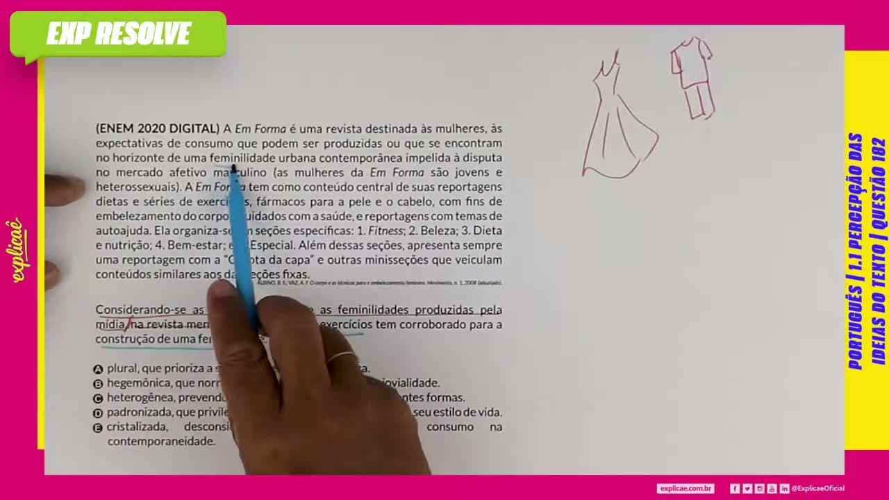 Thumbnail: A EM FORMA É UMA REVISTA DESTINADA ÀS MULHERES, ÀS EXPECTATIVAS(...) | PERCEPÇÃO DAS IDEIAS DO TEXTO