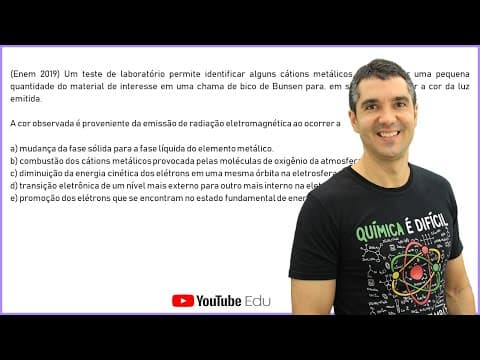 Thumbnail da aula: QUÍMICA ENEM 2019! "Um teste de laboratório permite identificar alguns cátions metálicos..."