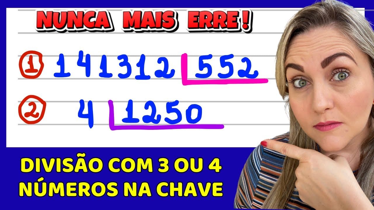 Thumbnail: APRENDA DIVISÃO COM NÚMEROS GRANDES! DIVISÃO COM 3 OU 4 ALGARISMOS NA CHAVE! EXPLICAÇÃO DO CONTEÚDO!