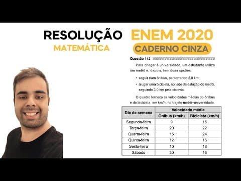 Thumbnail da aula: ENEM 2020 \ MATEMÁTICA - Questão 142, CADERNO CINZA – Para chegar à universidade um estudante