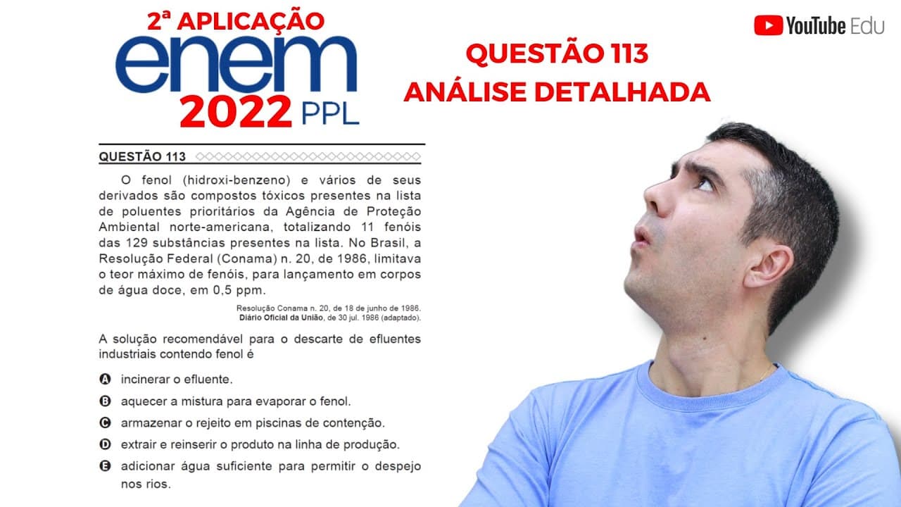 Thumbnail: QUÍMICA ENEM PPL 2022! O fenol (hidroxi-benzeno) e vários de seus derivados são compostos ..."