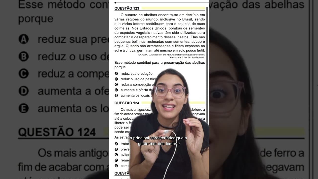 Thumbnail: QUESTÃO ENEM 2023 | BIOLOGIA: O número de abelhas encontra-se em declínio emvárias regiões do [...]