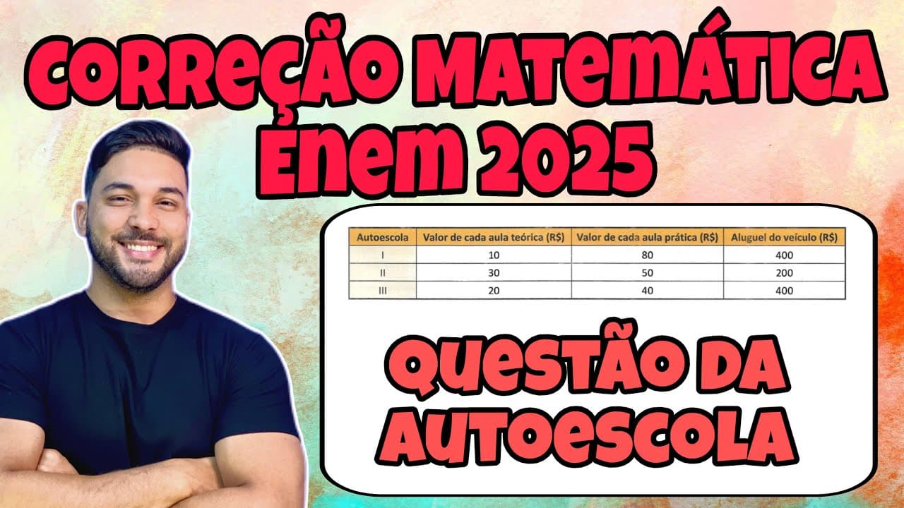 Thumbnail: ENEM 2025 - MATEMÁTICA | EM UM PAÍS, A PRIMEIRA ETAPA PARA A OBTENÇÃO DA CARTEIRA DE MOTORISTA...