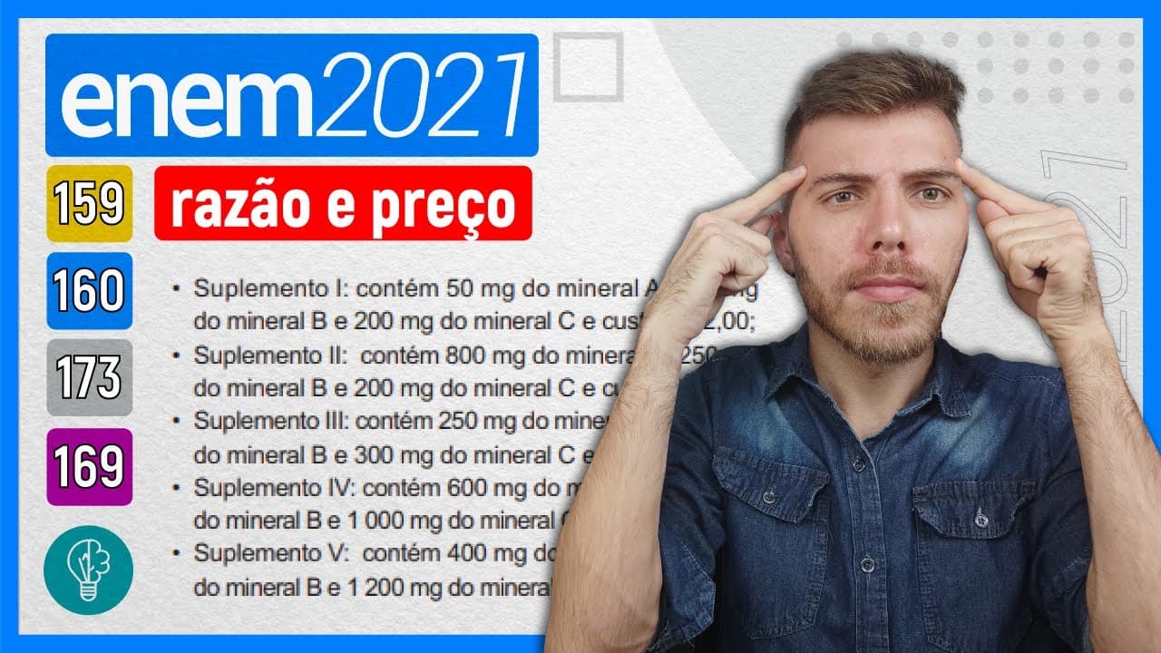 Thumbnail: 🛑160 Enem 2021 - RAZÃO E PREÇO- Um nutricionista verificou, na dieta diária do seu cliente, a falta