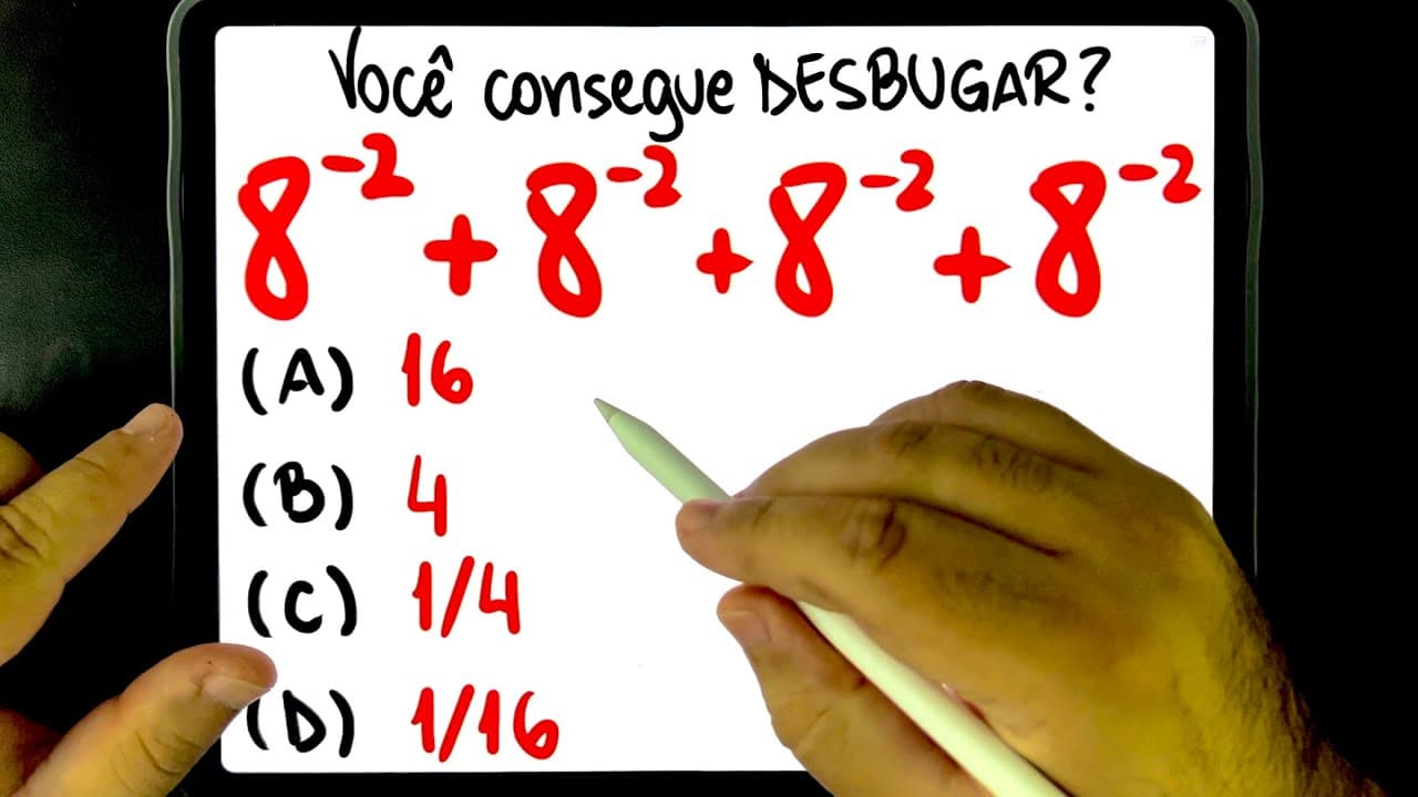 Thumbnail: 🔥 ADIÇÃO DE POTÊNCIAS COM EXPOENTE NEGATIVO! 😱 Todo mundo erra! Você consegue resolver?