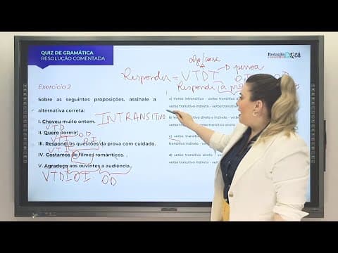 Thumbnail da aula: QUESTÃO RESOLVIDA: TRANSITIVIDADE VERBAL - Profa. Pamba