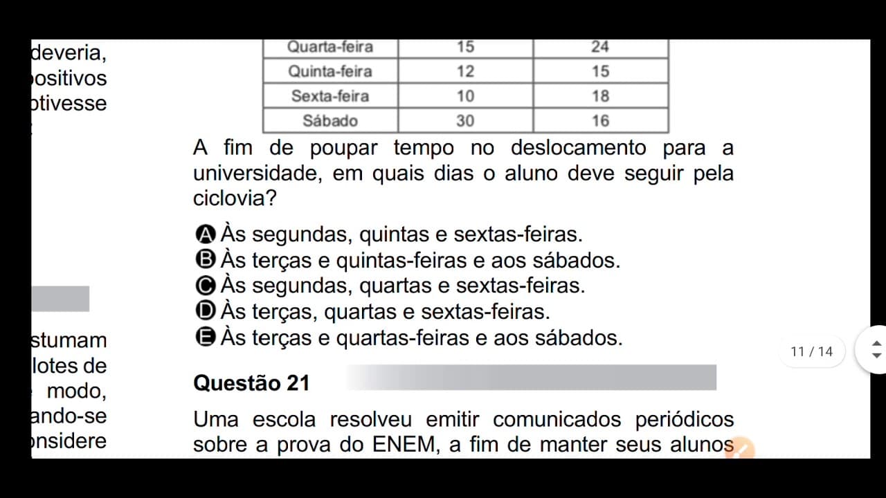 Thumbnail: 20 - Para chegar à universidade, um estudante utiliza um metrô e, depois, tem duas opções...