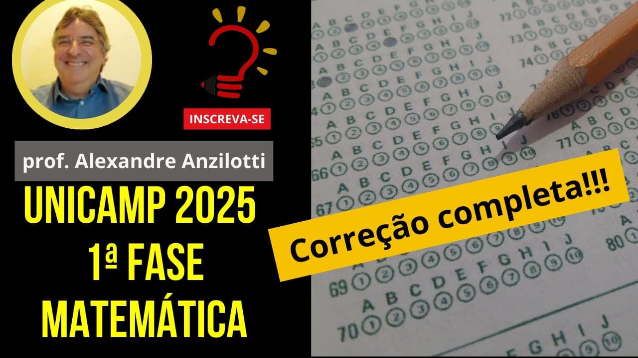 Thumbnail: Correção da 1ª fase da UNICAMP 2025 - Matemática