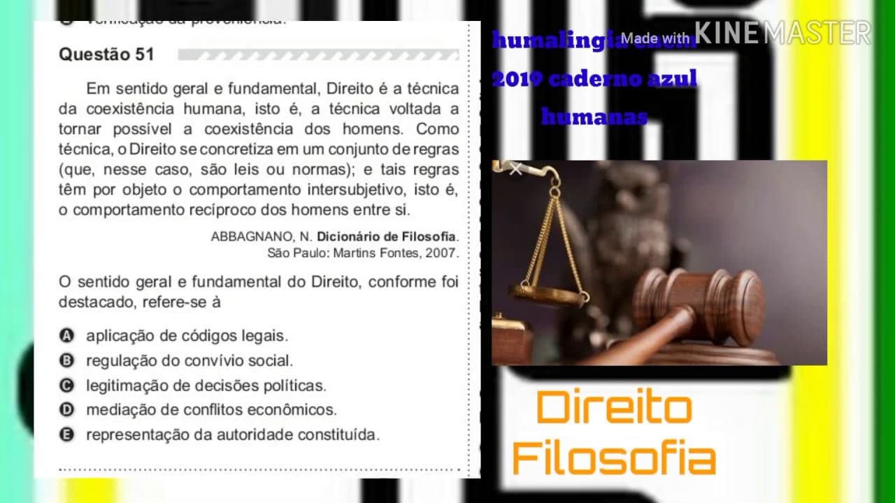 Thumbnail: Enem 2019 caderno azul questão 51 humanas-direito- filosofia