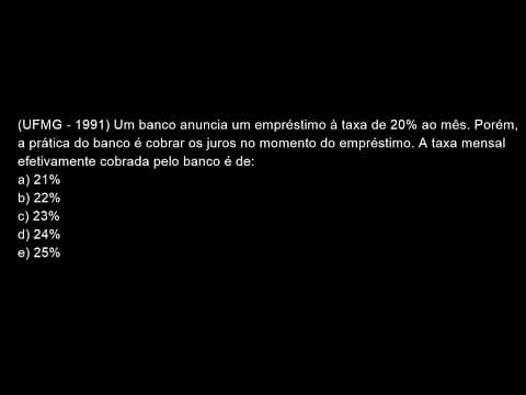 Thumbnail da aula: Uma questão muito boa de Matemática Financeira da UFMG