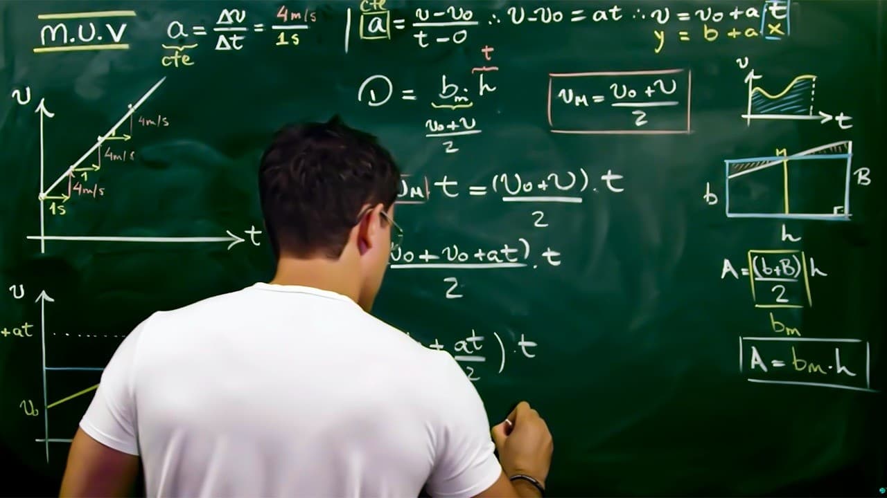 Thumbnail: De onde vem a DISTÂNCIA no Movimento Uniformemente Variado? (Aula de FÍSICA - Demonstração)