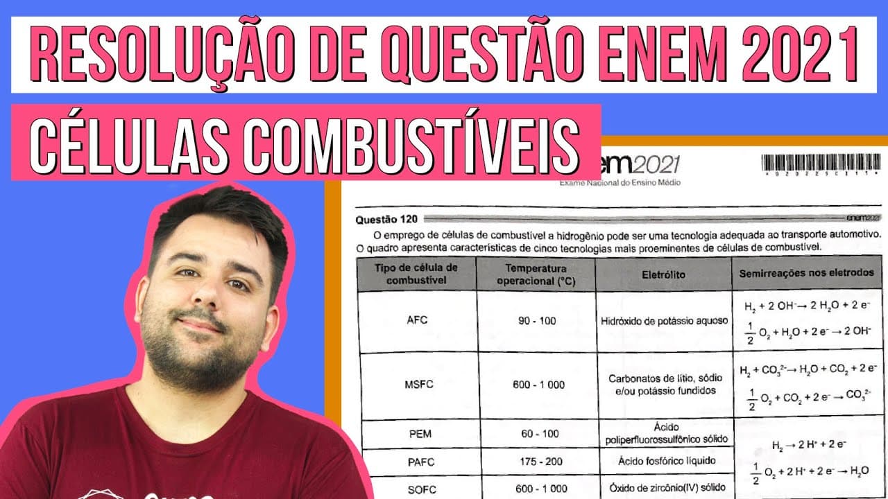 Thumbnail: CÉLULAS COMBUSTÍVEIS: questão de Química do Enem 2021
