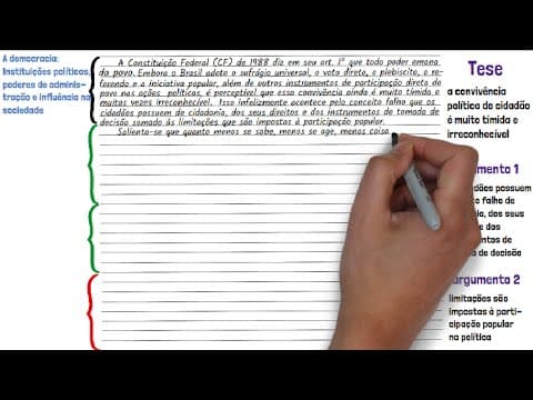 Thumbnail da aula: Redação - A Democracia: Instituições, poderes e a sociedade #enem | Desenhando a Solução