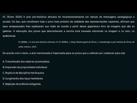 Thumbnail da aula: 01. (Enem 2020) A arte pré-histórica africana foi incontestavelmente um veículo de mensagens