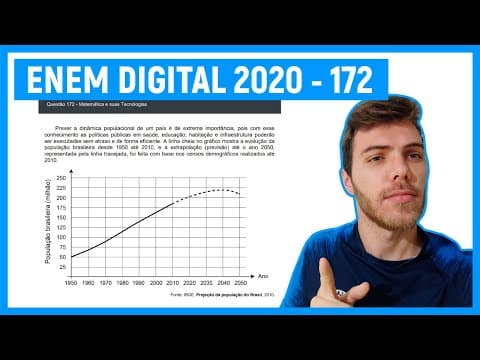 Thumbnail da aula: 🛑 GRÁFICOS (MAIS FÁCIL) Questão 172 Enem DIGITAL 2020 - Prever a dinâmica populacional de um