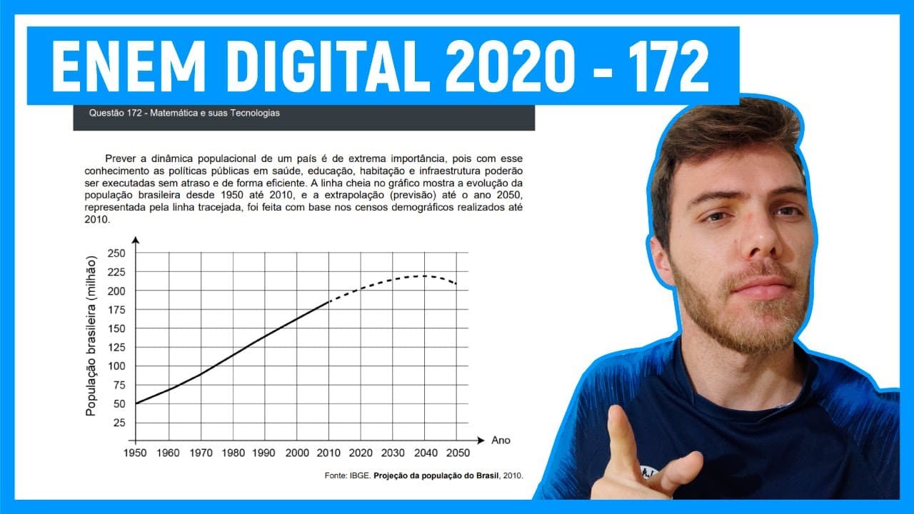 Thumbnail: 🛑 GRÁFICOS (MAIS FÁCIL) Questão 172 Enem DIGITAL 2020 - Prever a dinâmica populacional de um