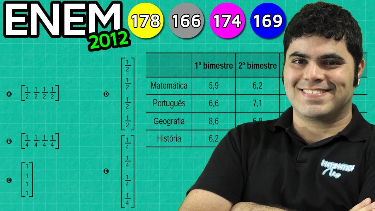 Thumbnail: ENEM 2012 Mathematics #34 - Product of Matrices and Arithmetic Mean (controversial question)