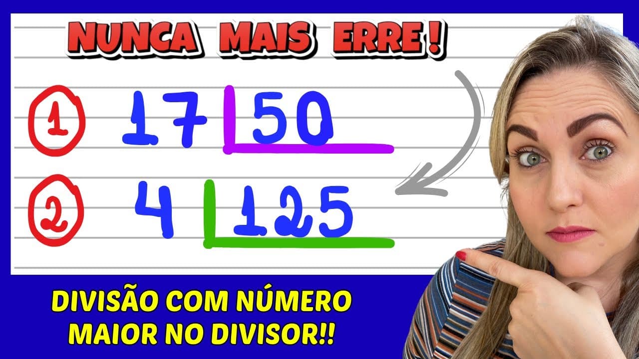 Thumbnail: NUNCA MAIS ERRE UMA DIVISÃO. APRENDA COMO FAZER DIVISÃO COM NÚMERO MENOR!! EXPLICAÇÃO DO CONTEÚDO!