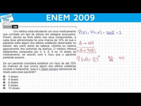 Thumbnail da aula: ENEM 2009 Matemática #45 - Probabilidade e Efeitos Colaterais no Tratamento do Câncer