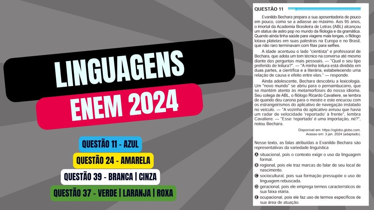 Thumbnail: Resolução questão 11 (PROVA AZUL) | Linguagens ENEM 2024