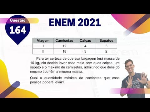 Thumbnail da aula: (Q.164 | Azul) CAMISETAS na MALA - Sistema Linear - ENEM 2021