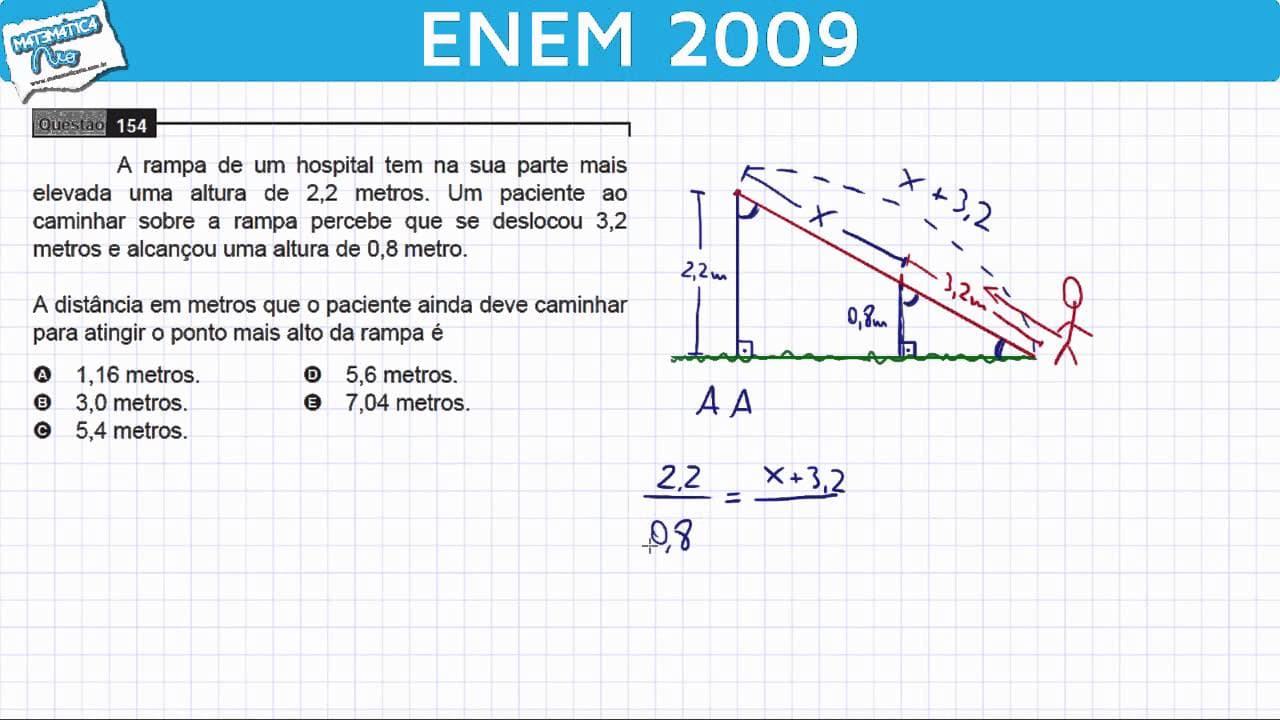 Thumbnail: ENEM 2009 Matemática #19 - Semelhança de Triângulos