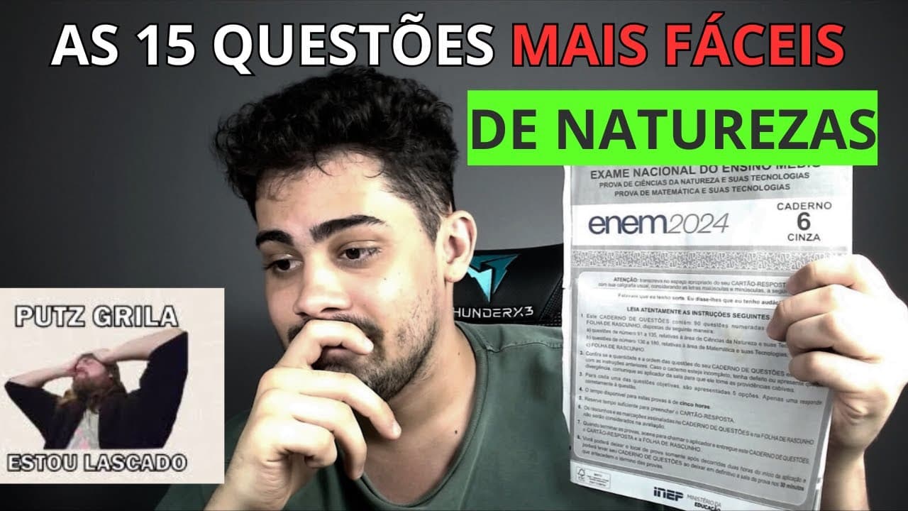 Thumbnail: 15 QUESTÕES MAIS FÁCEIS DE NATUREZAS DO ENEM 2024 | ACERTE ESSAS E PASSE NO ENEM