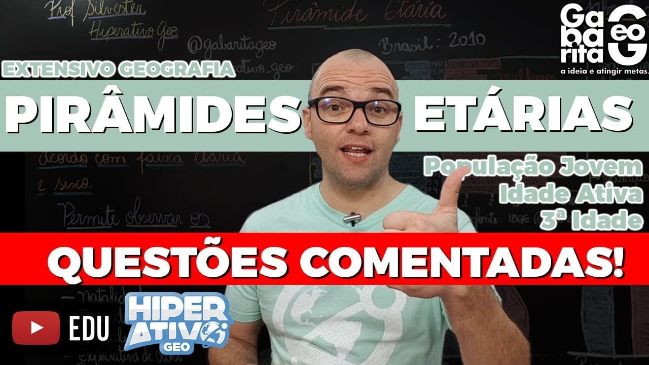 Thumbnail: Exercícios de Geografia pro ENEM - Pirâmide Etária: Como Analisar? Distribuição Etária da População