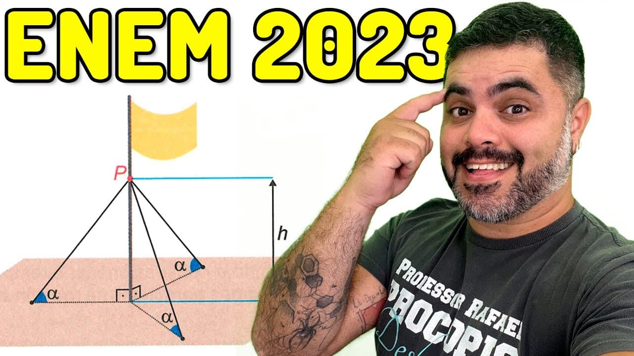 Thumbnail: 🔥 ENEM 2023 MATEMÁTICA 137: O mastro de uma bandeira foi instalado perpendicularmente TRIGONOMETRIA