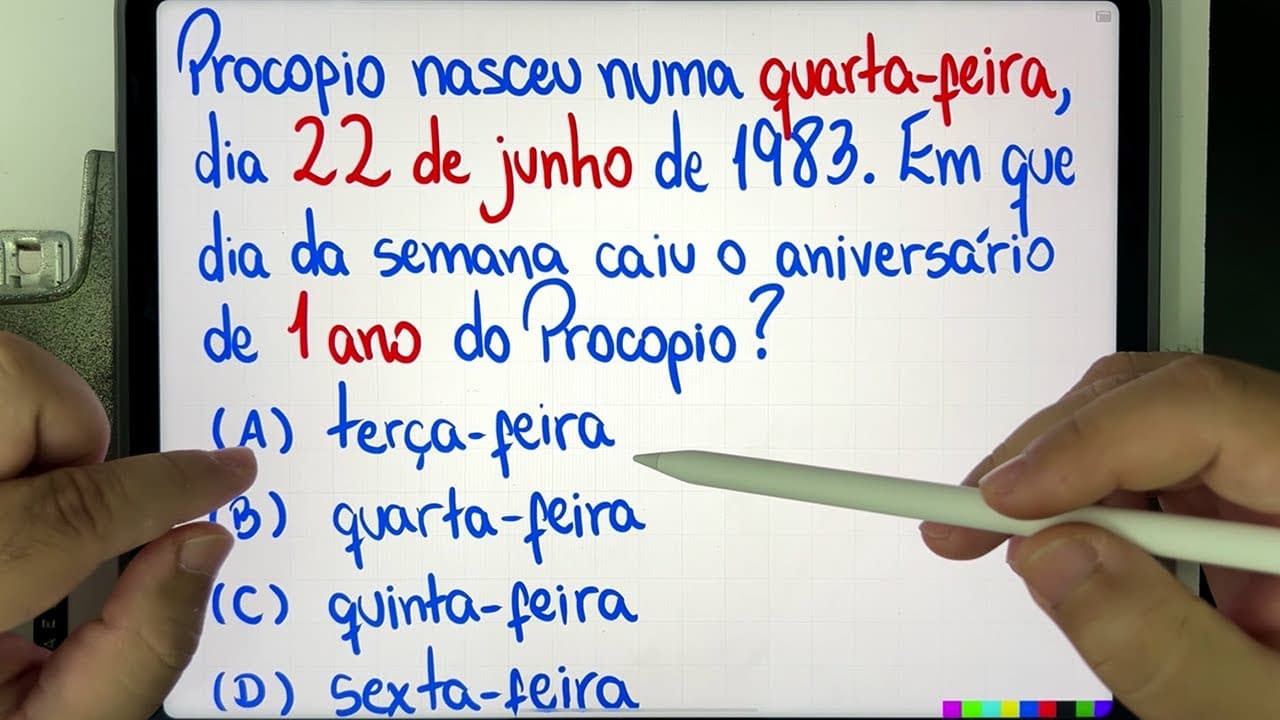 Thumbnail: 🤯 MATEMÁTICA BÁSICA DESBUGADA - Dia da Semana do Aniversário de 1 Ano do Procopio