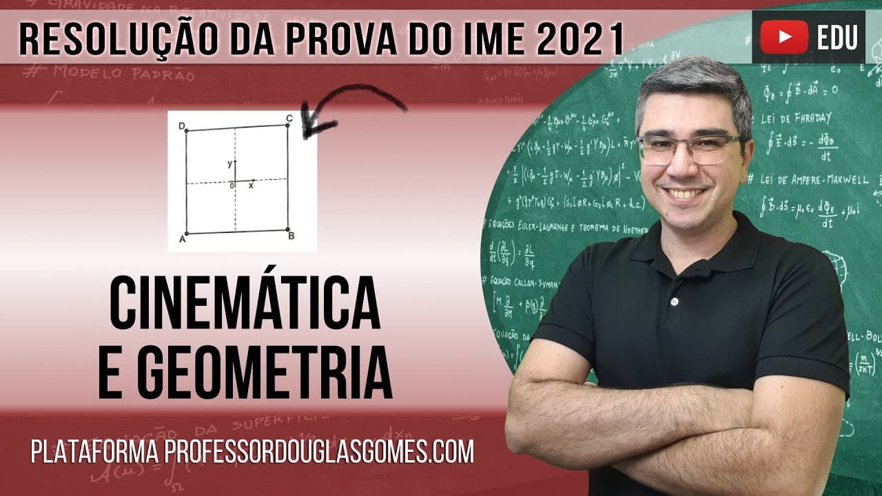 Thumbnail: IME 2021 - Questão 18 - Cinemática e geometria | resolução | correção | comentário